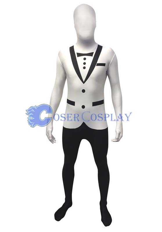White And Black Tuxedo Morphsuit Zentai